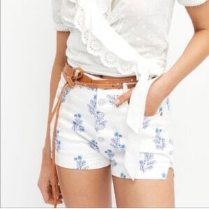 Anthropologie Pilcro NWT Ultra High Rise Denim Shorts White Floral Size 30